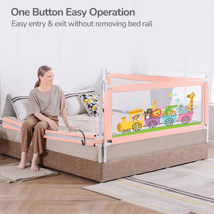 Safari Bed Rail for Baby Easy Install, Anti-Fall Safeguard for Toddler Safety - Pink