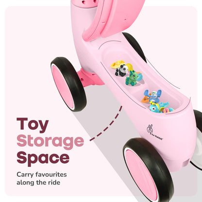Speedster Glider Baby Ride On Car – Fun Push Ride with Music, LED Lights, Toy Storage & EVA Wheels - Pink