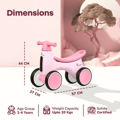 Speedster Glider Baby Ride On Car – Fun Push Ride with Music, LED Lights, Toy Storage & EVA Wheels - Pink
