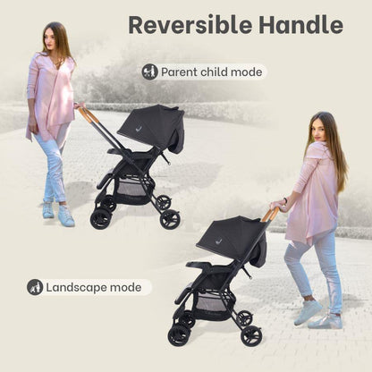 Poppins Joy Cute Stroller For Kids - Black Grey