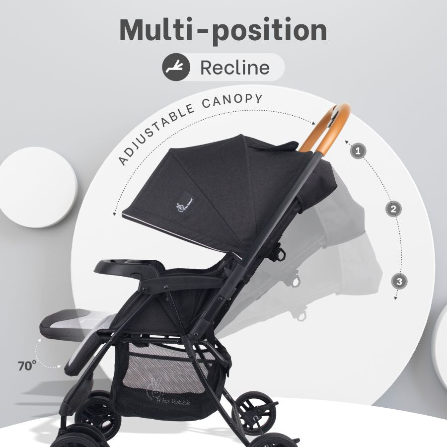 Poppins Joy Cute Stroller For Kids - Black Grey