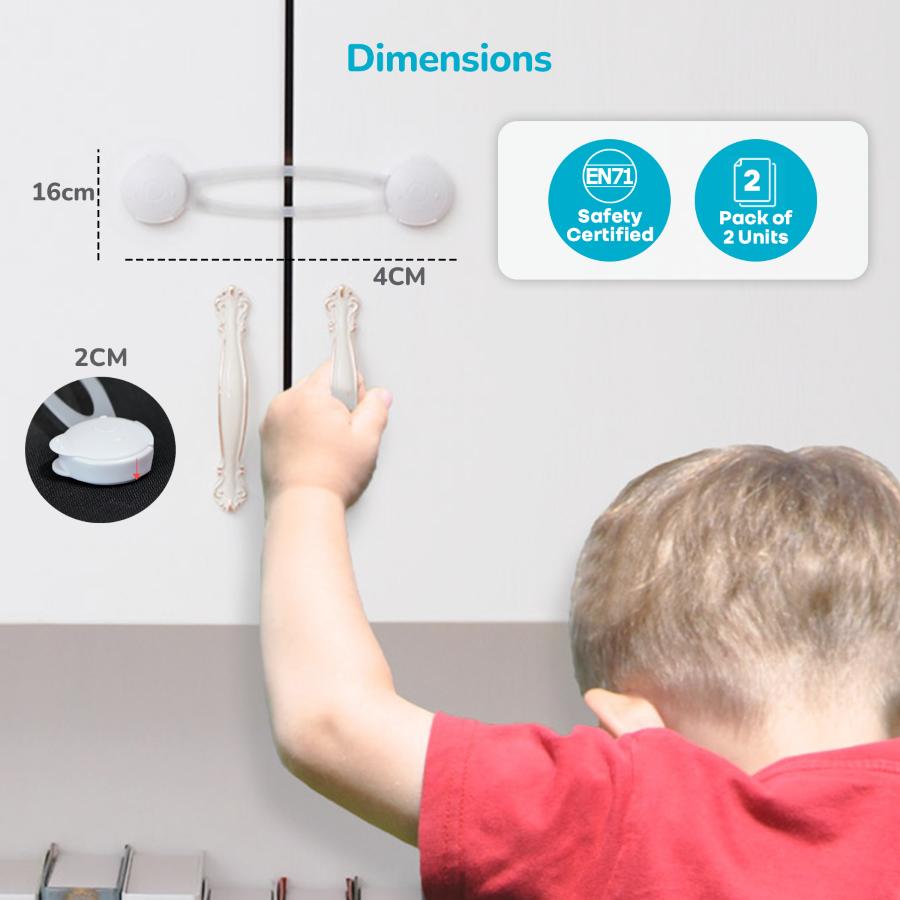 Protector Plus Cabinet Locker Child Safety Cabinet Lock (Pack of 2) - White