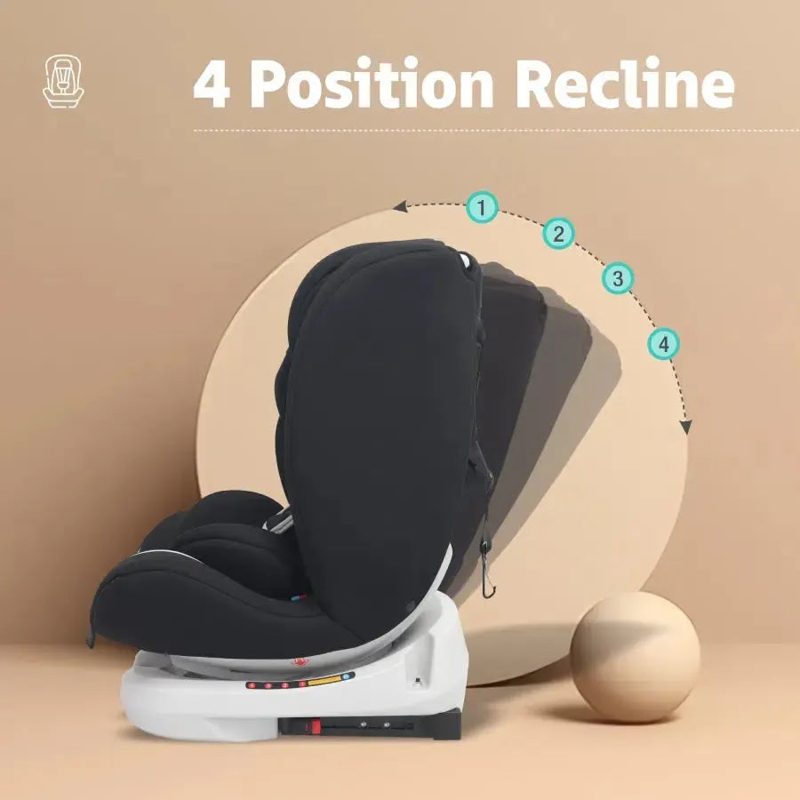 Jack N Jill Grand ISOFIX Car Seat For Kids 0 To 12 Years With Safety Harness - Pure Black