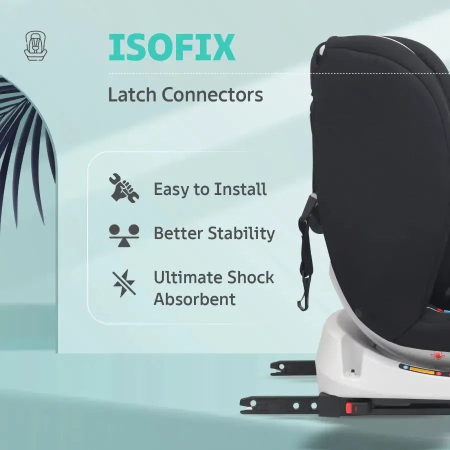 Jack N Jill Grand ISOFIX Car Seat For Kids 0 To 12 Years With Safety Harness - Pure Black