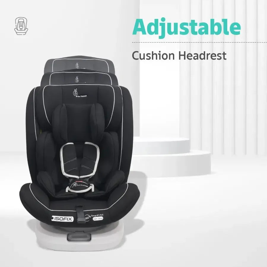 Jack N Jill Grand ISOFIX Car Seat For Kids 0 To 12 Years With Safety Harness - Pure Black
