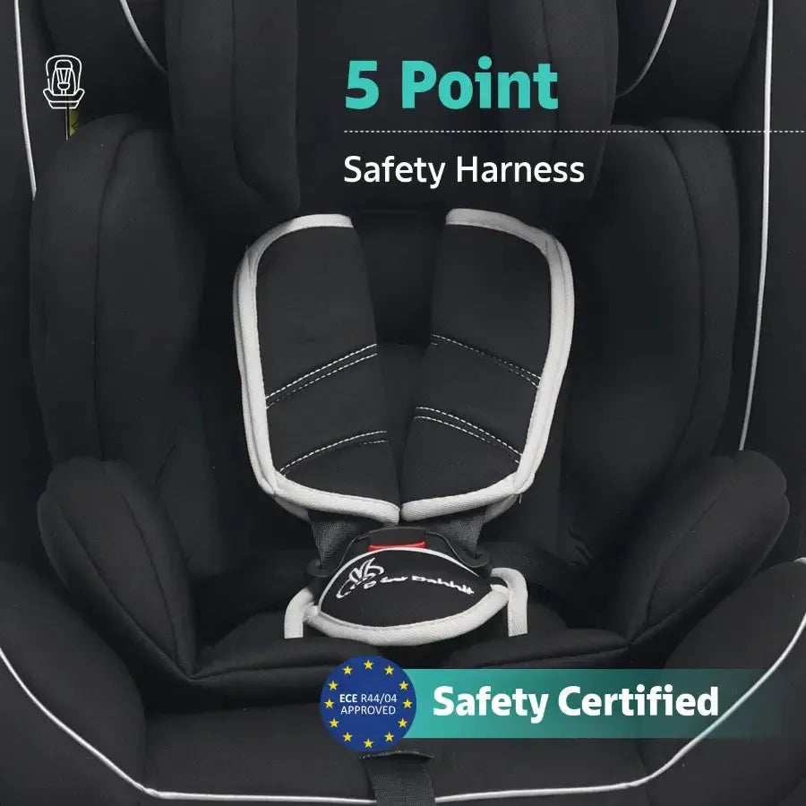 Jack N Jill Grand ISOFIX Car Seat For Kids 0 To 12 Years With Safety Harness - Pure Black