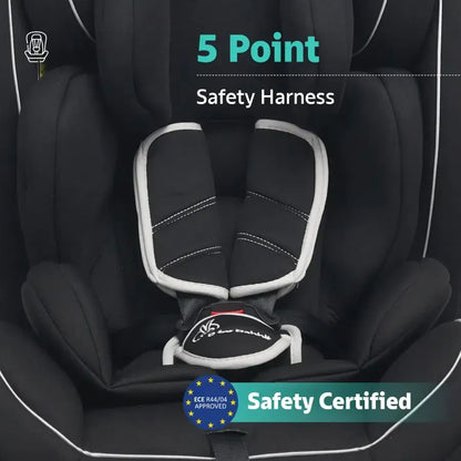 Jack N Jill Grand ISOFIX Car Seat For Kids 0 To 12 Years With Safety Harness - Pure Black