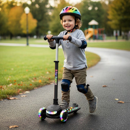 Road Runner Jazz Scooter for Kids With ABEC7 Bearings, LED PU Wheels & Foldable Frame - Pure Black