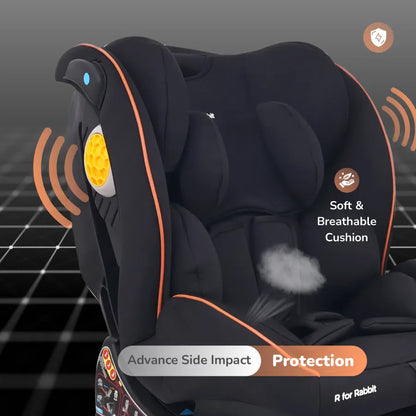Jack N Jill NXG Baby Car Seat With Advanced Side Impact Protection, Age Group 0 To 12 Years - Pure Black