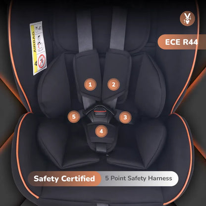 Jack N Jill NXG Baby Car Seat With Advanced Side Impact Protection, Age Group 0 To 12 Years - Pure Black