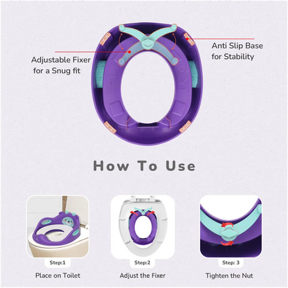Minimo Teddy Toilet Seats Happy And Comfy Potty Training Seat For Baby - Purple Green