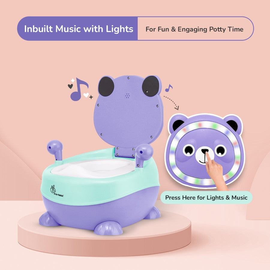 Tiny Tots Panda Potty Training Seat for Baby With Backrest And Grip Handles - Purple Green