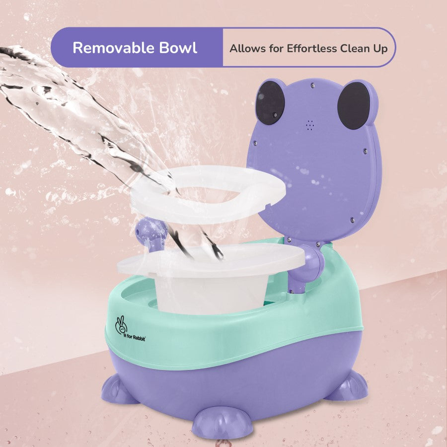 Tiny Tots Panda Potty Training Seat for Baby With Backrest And Grip Handles - Purple Green