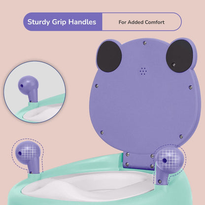Tiny Tots Panda Potty Training Seat for Baby With Backrest And Grip Handles - Purple Green