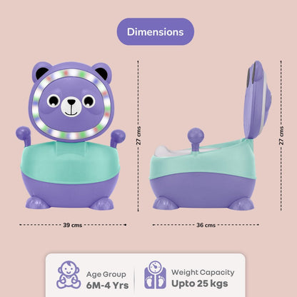 Tiny Tots Panda Potty Training Seat for Baby With Backrest And Grip Handles - Purple Green