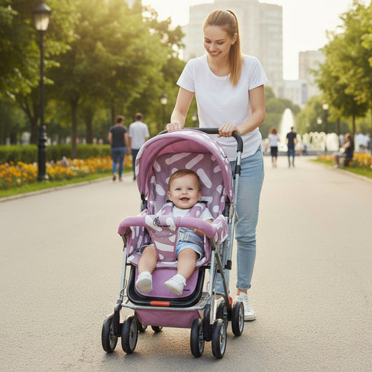 Lollipop Lite Stroller Travel Friendly, Easy To Fold, Reversible Handle, Wheel Lock, Adjustable Leg Rest - Purple