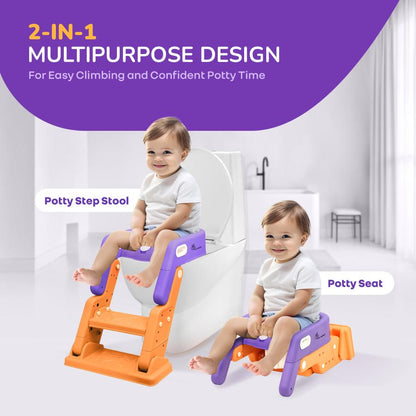 Hilltop Booster 2-In-1 Baby Potty Seat & Step Stool - Purple Orange