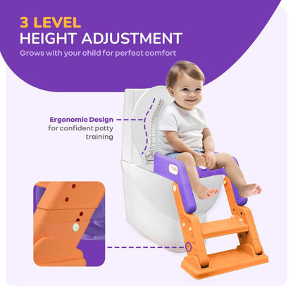 Hilltop Booster 2-In-1 Baby Potty Seat & Step Stool - Purple Orange