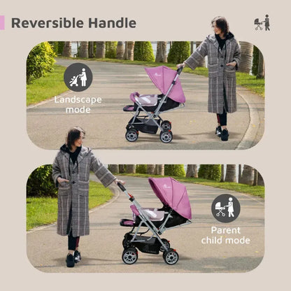 Lollipop Lite Stroller Travel Friendly, Easy To Fold, Reversible Handle, Wheel Lock, Adjustable Leg Rest - Purple