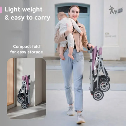Lollipop Lite Stroller Travel Friendly, Easy To Fold, Reversible Handle, Wheel Lock, Adjustable Leg Rest - Purple