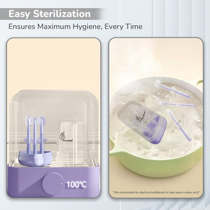 Tiny Smiles Pixie 3-in-1 Baby Toothbrush Set, BPA-Free Silicone, Gum Massager, U-Shaped & Toddler Brush - Purple