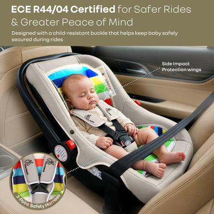 Picaboo 4 In 1 Multipurpose Baby Carry Cot Cum Car Seat With Safety Belt - Rainbow