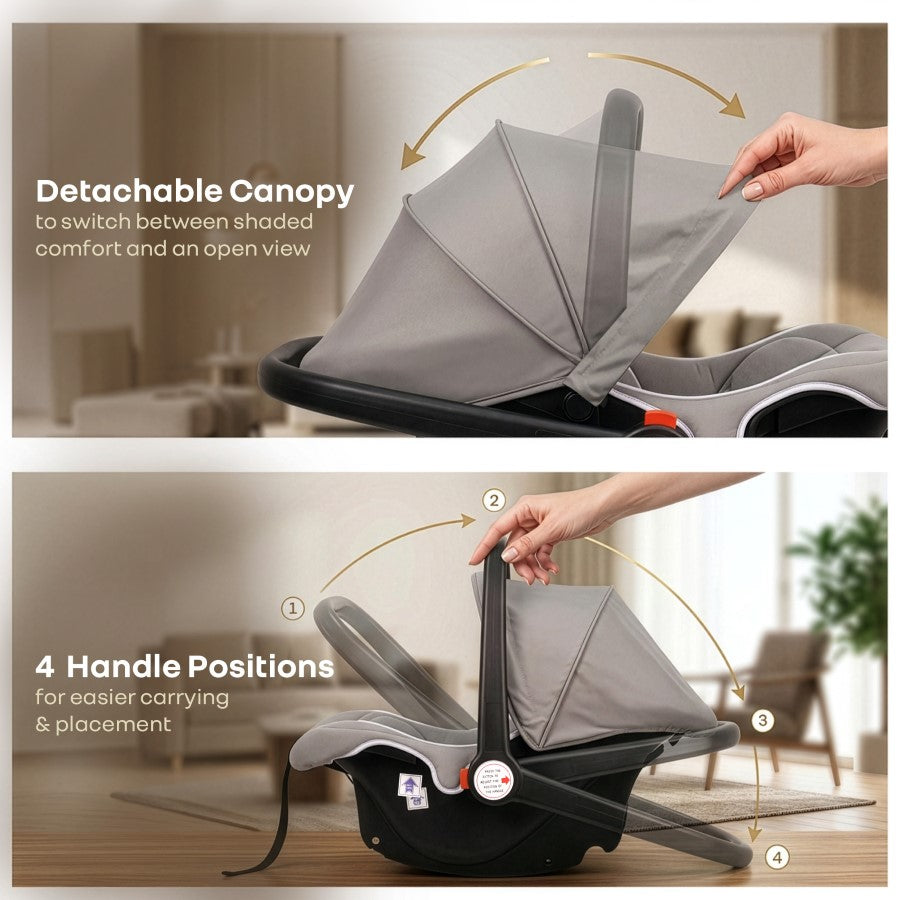 Picaboo 4 In 1 Multipurpose Baby Carry Cot Cum Car Seat With Safety Belt - Rainbow