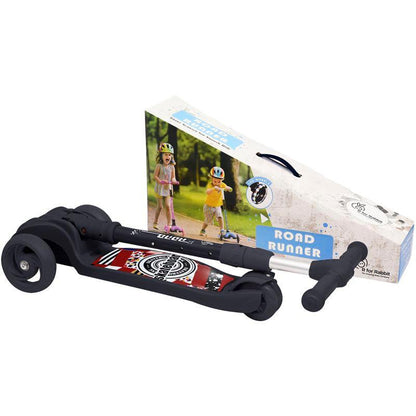 Road Runner Scooter For Kids - PU LED Wheels, 4 Level Height Adjustment, Anti Slip Deck, Safety Certified, 3-Wheel scooter, Easy use, 3-7years - Black