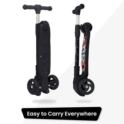 Road Runner Scooter For Kids - PU LED Wheels, 4 Level Height Adjustment, Anti Slip Deck, Safety Certified, 3-Wheel scooter, Easy use, 3-7years - Black