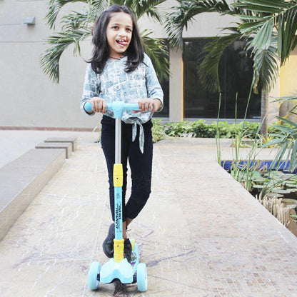 Road Runner Scooter For Kids - PU LED Wheels, 4 Level Height Adjustment, Anti Slip Deck, Safety Certified, 3-Wheel scooter, Easy use, 3-7years - Blue