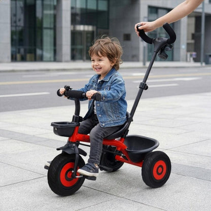 Tiny Toes T20 Plus Tricycle - 2 in 1, Rubber Wheels, Adjustable Parental Control, Cup Holder - Red
