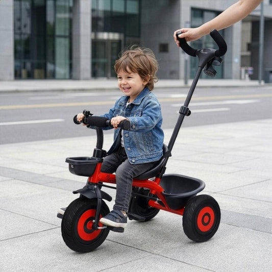 Tiny Toes T20 Plus Tricycle - 2 in 1, Rubber Wheels, Adjustable Parental Control, Cup Holder - Red
