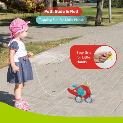 Orapple Trunky Fun & Safe Musical Pull-Along Toy for Toddlers - Red Blue