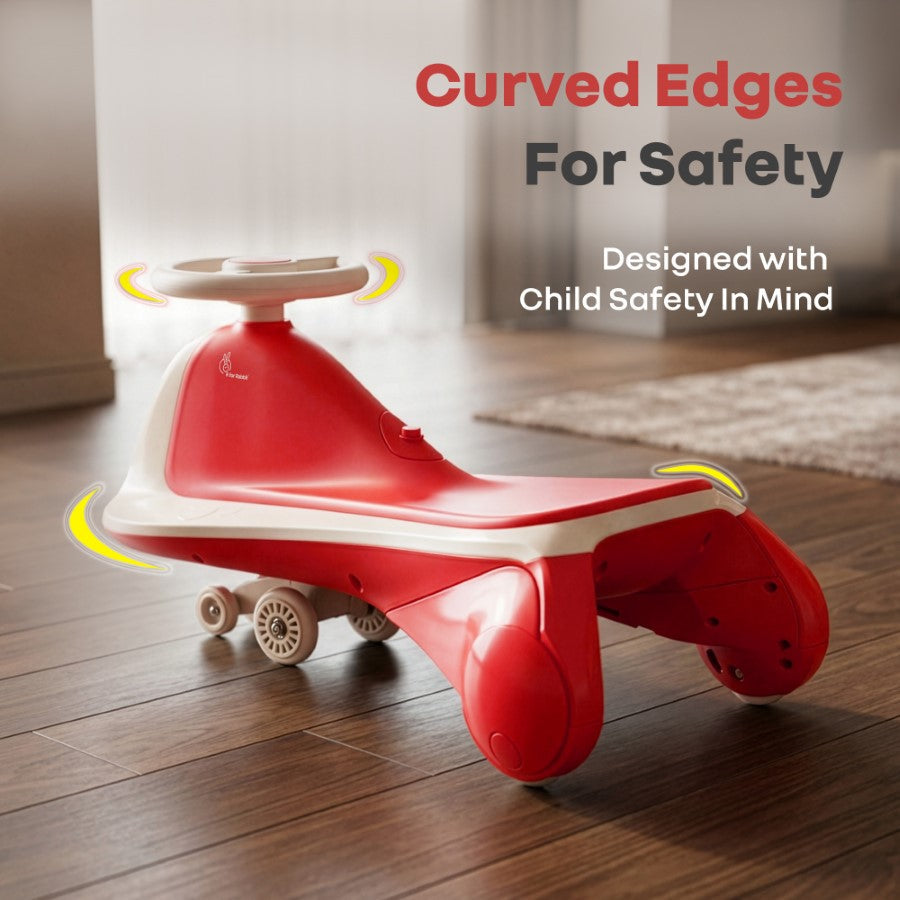 Iya Iya Sportz Ace Swing Car for Kids with BIS Certified Safety, ABEC 7 Bearings, Stable Triangular Structure & Ergonomic Steering (3+ Years) - Red Grey