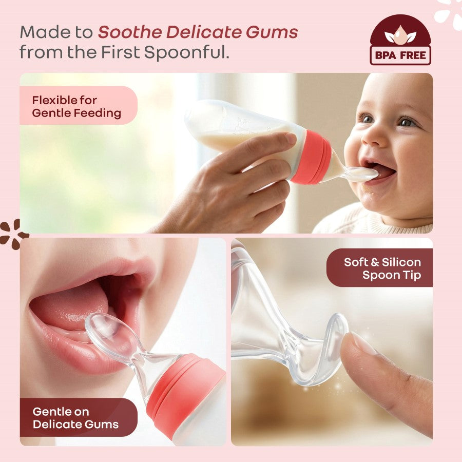 Silicone Feeding Bottle Spoon - Red