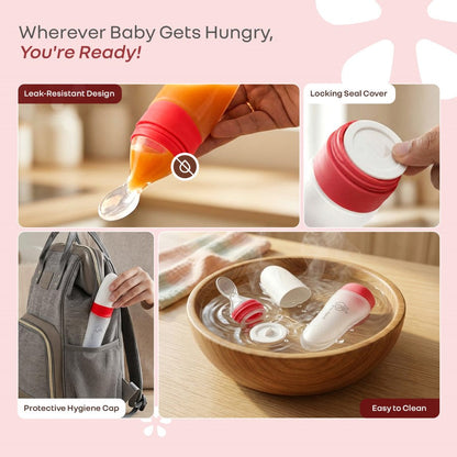 Silicone Feeding Bottle Spoon - Red