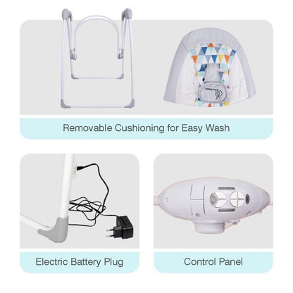 Snicker Automatic Baby Swing - Grey Multi
