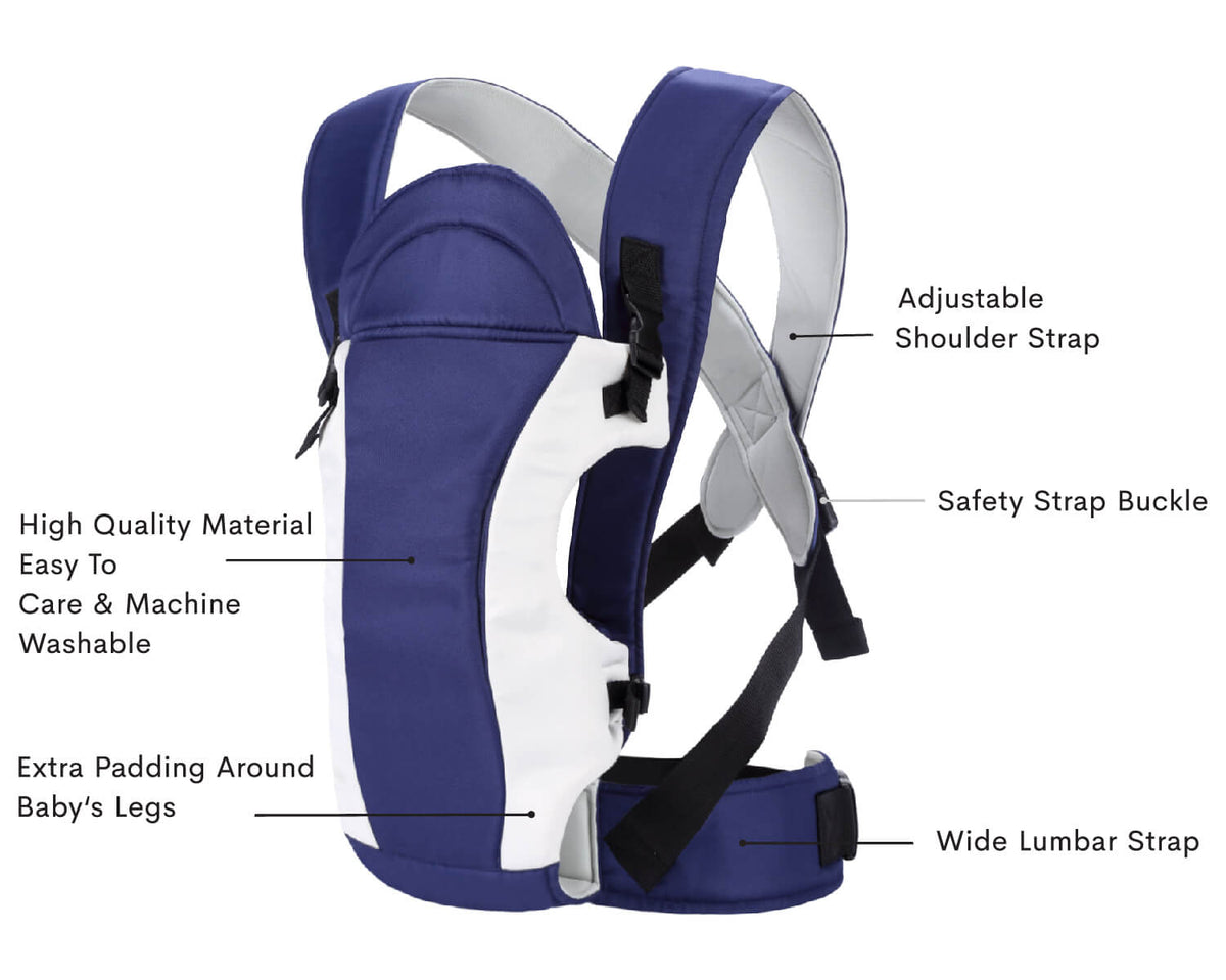 Chubby Cheeks Baby Carrier Suitable For 6-24 Month Babies (0-15 Kgs), Carry In 3 Ways - Royal Blue