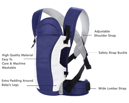Chubby Cheeks Baby Carrier Suitable For 6-24 Month Babies (0-15 Kgs), Carry In 3 Ways - Royal Blue