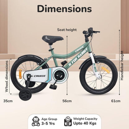 Cruize Bicycle For Kids 14 Inch With 90% Plug N Play Installation - Olive Green