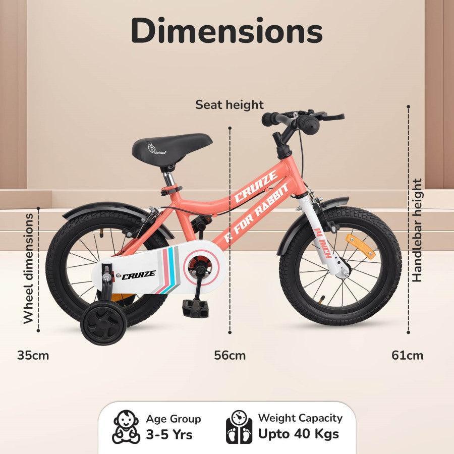 Cruize Bicycle For Kids 14 Inch With 90% Plug N Play Installation - Peach