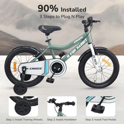 Cruize Bicycle For Kids 16 Inch 90% Plug N Play Installation - Olive Green