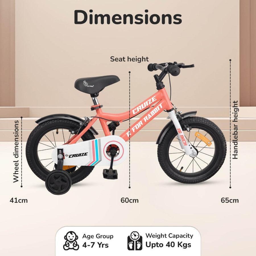 Cruize Bicycle For Kids 16 Inch 90% Plug N Play Installation - Peach