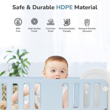 Dream N Play Plus Baby Cot 3-in-1 Multipurpose and Plug N Play Installation - Grey Blue
