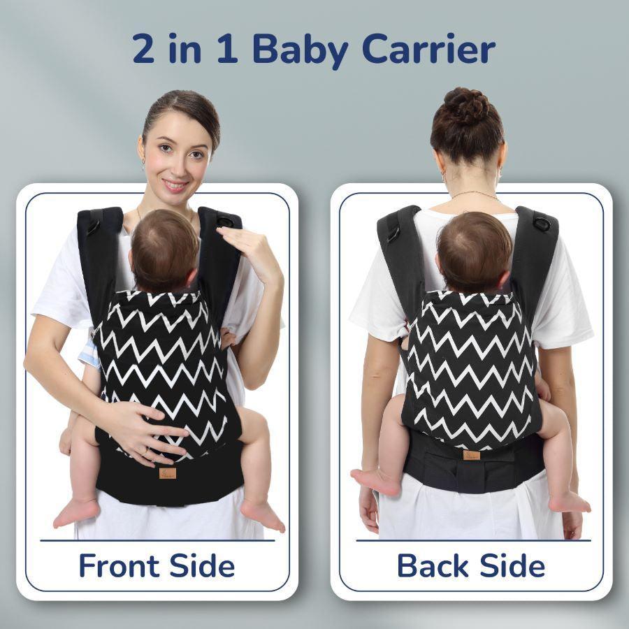 Hug Me Ergo 2-in-1 Baby Carrier with Ergonomic Support - Black
