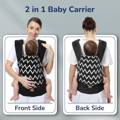 Hug Me Ergo 2-in-1 Baby Carrier with Ergonomic Support - Black