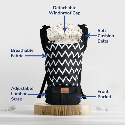 Hug Me Ergo 2-in-1 Baby Carrier with Ergonomic Support - Black