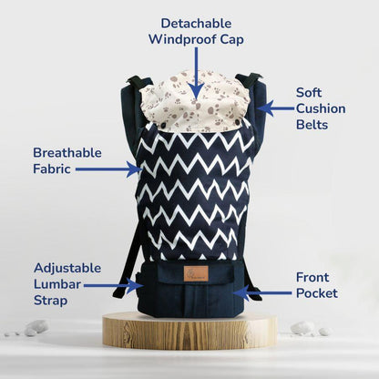 Hug Me Ergo 2-in-1 Baby Carrier with Ergonomic Support - Blue