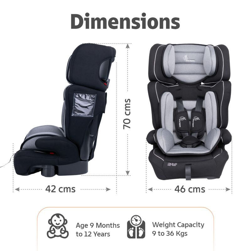 Jumping Jack Grand Baby Car Seat For 9 Months To 12 Years - Black Grey