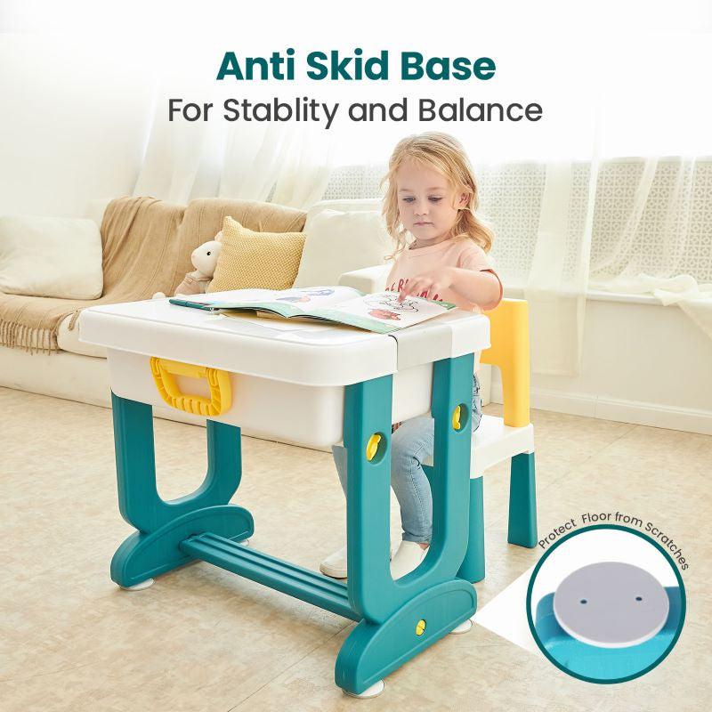 Little Genius Learner Kids Study Table Set with Chair - Blue White